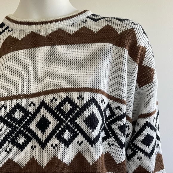 Vintage Oversized Slouchy Knit Crewneck Grandpa Dad Sweater Light Academia - Picture 4 of 8